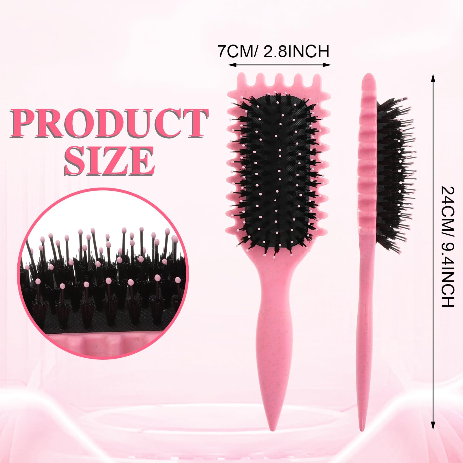 ASelected 2 PCS Curly Hair Brush,Curl Defining,Bristle Hair Brush Style Brush for Women Girls,Define Styling Brush for Detangling Shaping and Defining Curls,Styling Hairbrush - Image 2