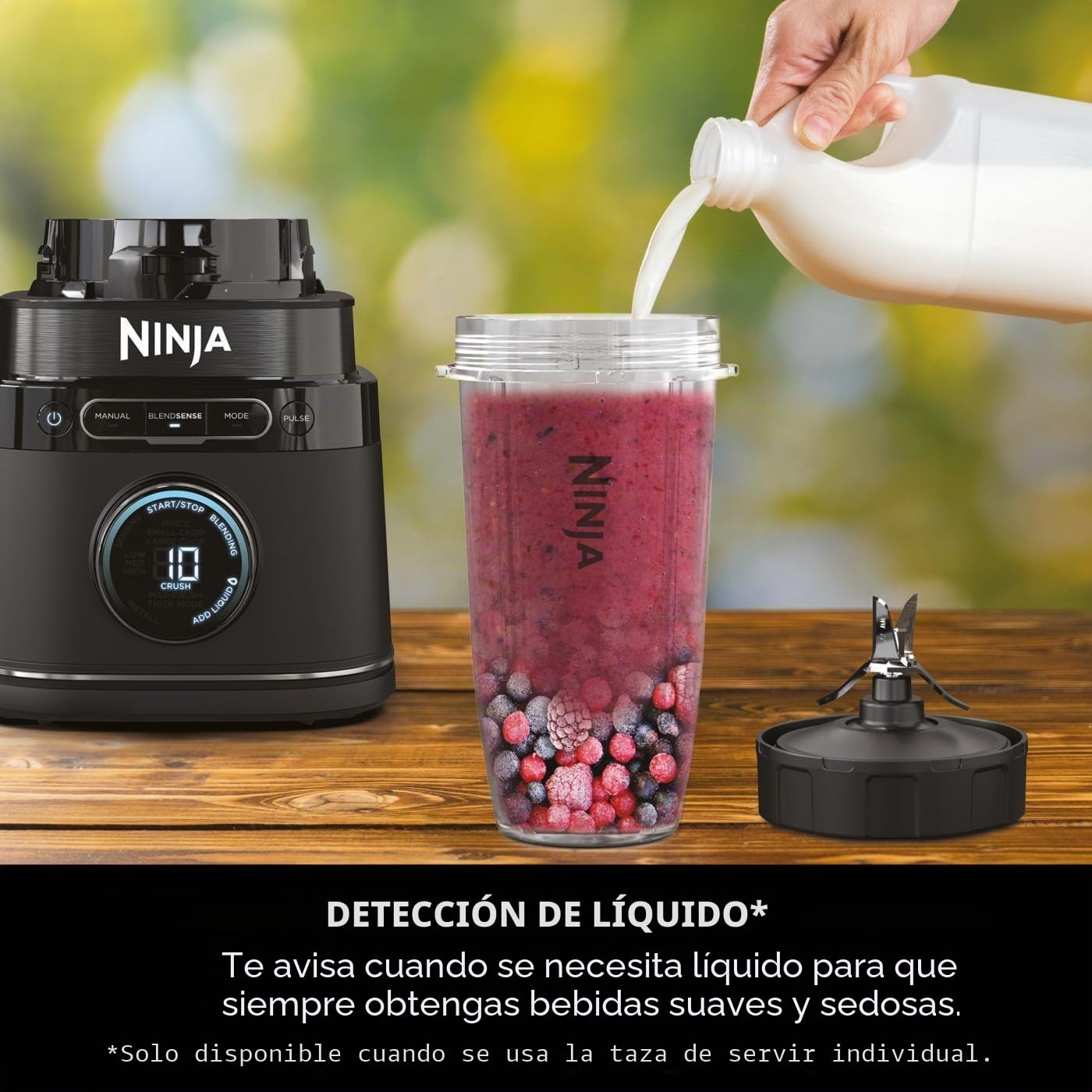 Ninja Procesador 3 en 1 Detect Power Blender Pro, potente licuadora de 1200 W, tazón de procesador de alimentos, hoja de masa, 1 taza de una sola porción, jarra, hacer masa de pizza, mezclar, picar y