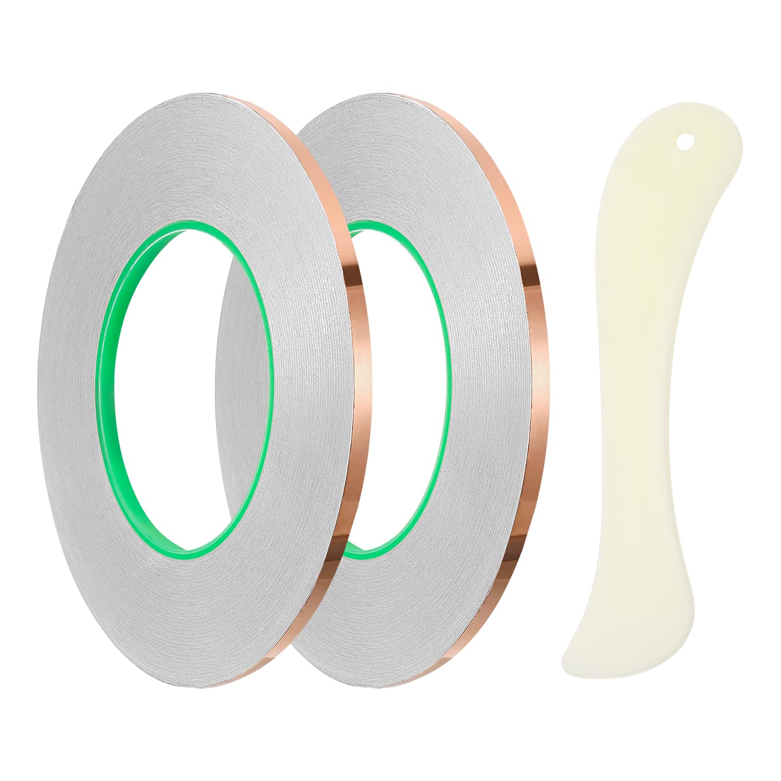 PATIKIL Copper Foil Tape, (5mm x 50m, Brass) (2 Set), Double Conductive Adhesive Tape with Correction Tool, Suit for - Guitar EMI/RFI Shielding/Electrical Repairs โ image 1