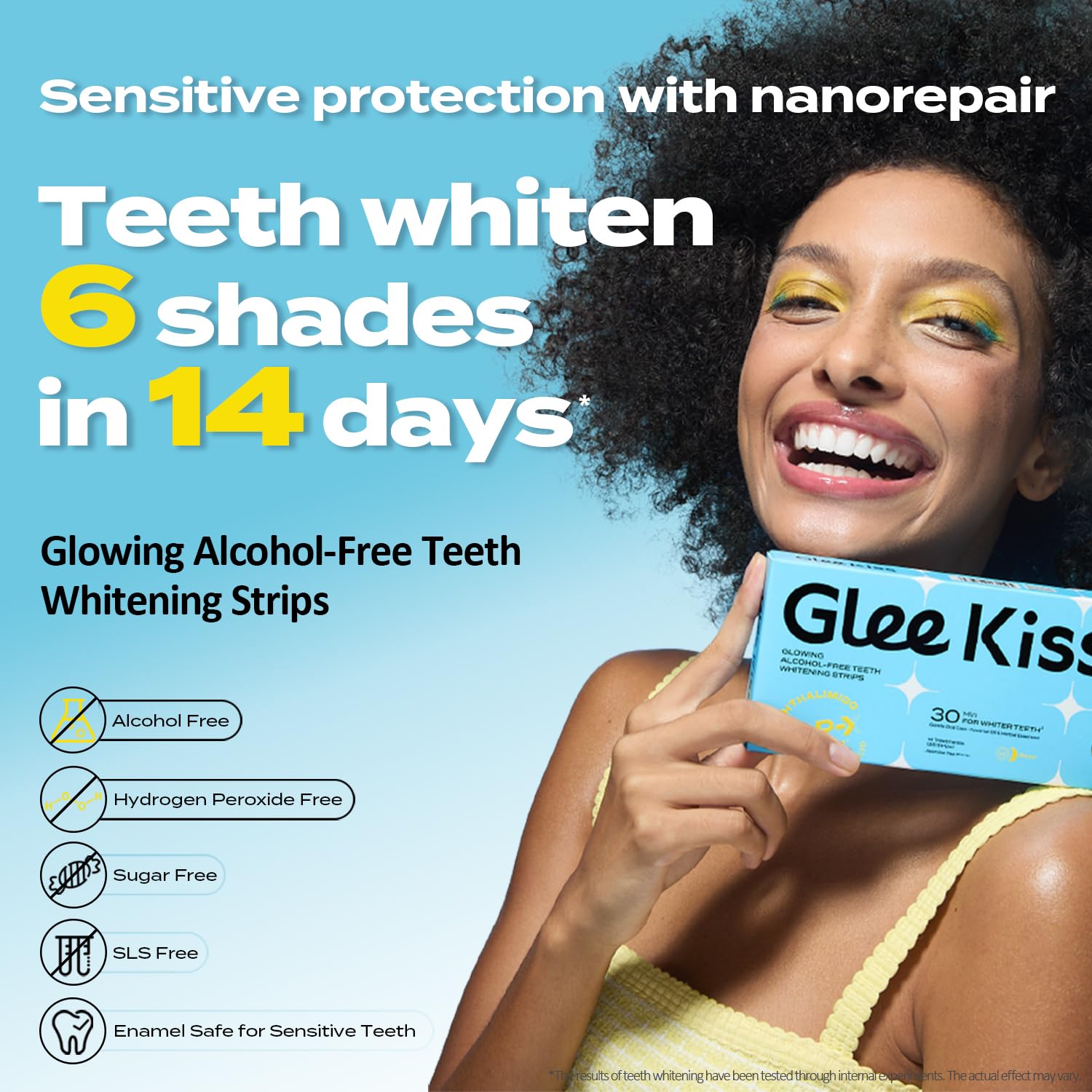 Glee Kiss Teeth Whitening Strips for Sensitive Teeth with Pap & Hydroxyapatite, Non-Alcohol & Peroxide Free, Enamel-Safe, Dry Strip Technology, Vegan, 14 Day Treatments 28 Strips (Jasmine Tea Flavor)