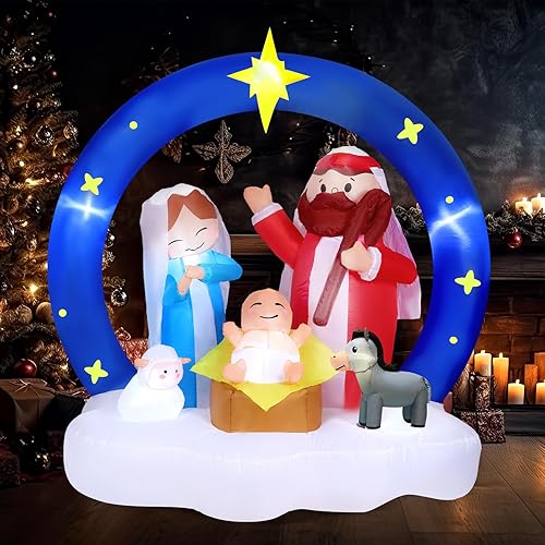 Miniatura 5 de 6 ft Christmas Nativity Scene Decoration Centerpiece for Garden, Yard, Lawn and Home - Rustic Xmas Decor