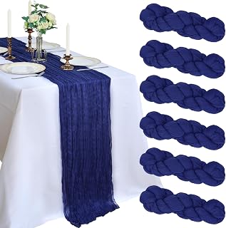 6 Pack 10Ft Royal Blue Cheesecloth Table Runner 23 x 120 Inch