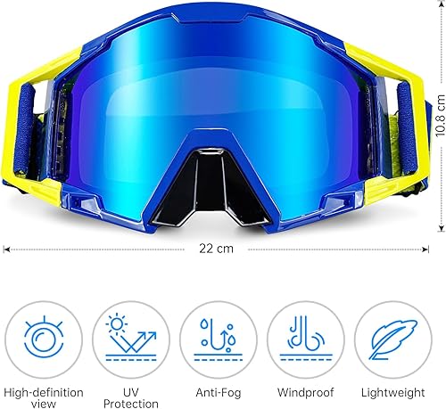 Miniatura 2 de Gafas de motocross con cubierta para la nariz, gafas de motocross MX y ATV todoterreno para adultos unisex