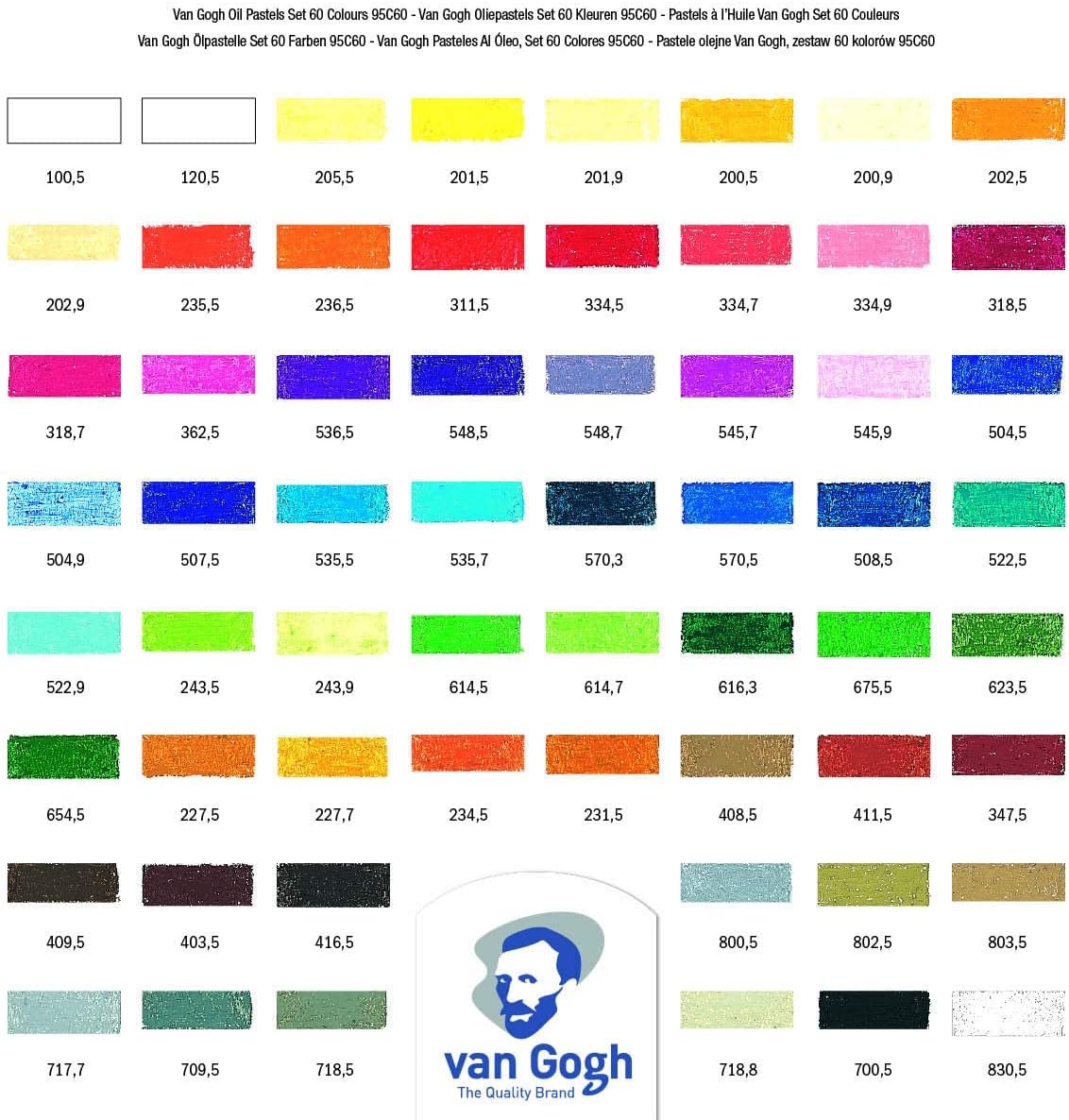 Van Gogh Oil Pastel, Round Full Stick, 60-Piece Set