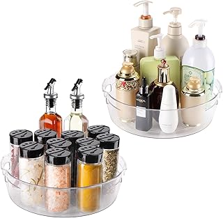 URALFA 2-Pack Lazy Susan Cabinet Organizer, Plastic Lazy Susan Turntable, 11" Rotating Round Lazy Susan Spice Rack Organiz...