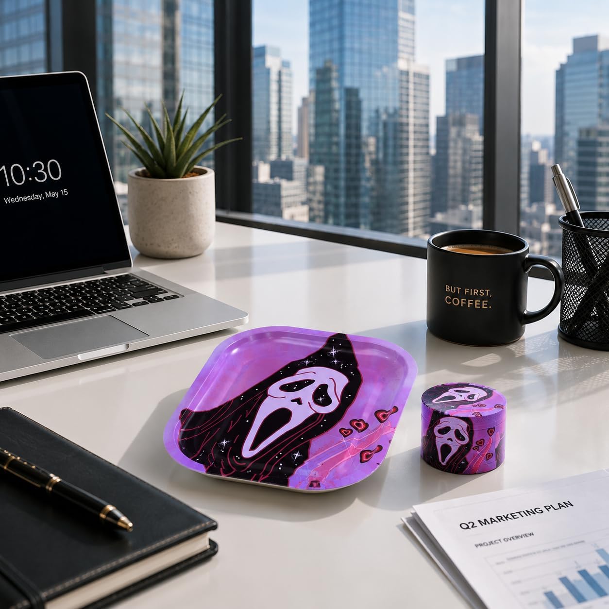 Devil Mask Rolling Tray with One Accessory, Metal Rolling Tray Kit, Ideal for Gifts, Easy to Carry