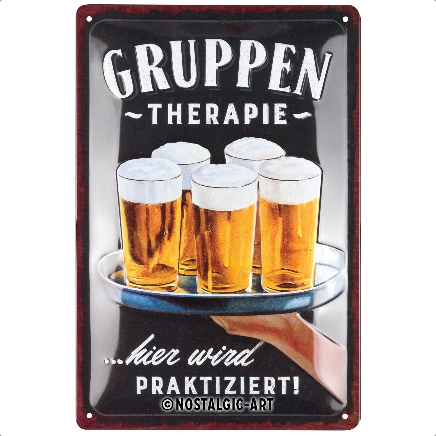 Nostalgic-Art Retro Tin Sign, 20 x 30 cm, Group Therapy - Gift Idea for Beer Fans, Metal Vintage Design with Saying