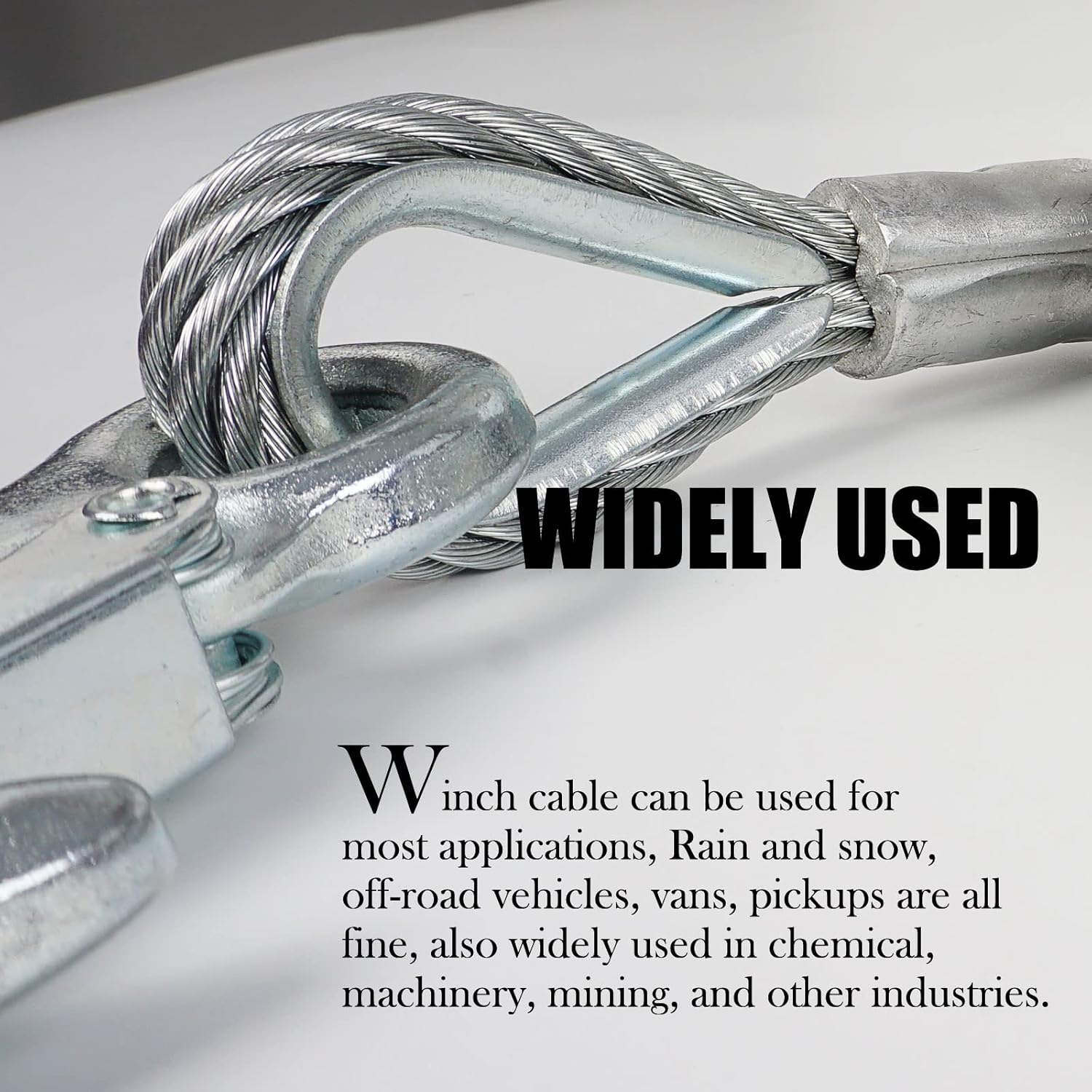 Towing Steel Winch Cable, 5/16” x 20ft Wire Rope with 2 Hooks, 9800LBS Breaking Strength, Heavy Duty Tow Cable