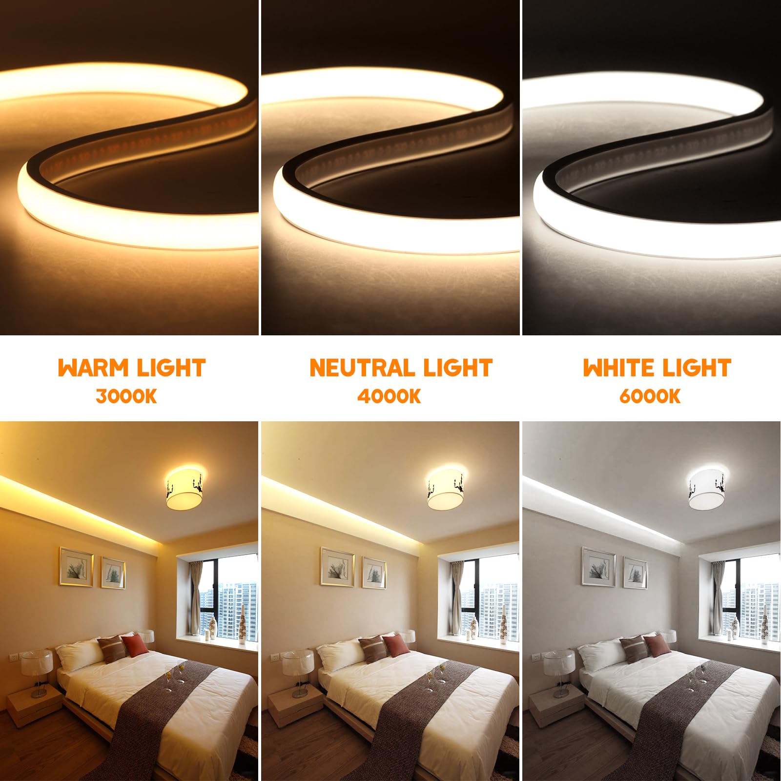 KISUFU 220V Flessibile Striscia LED COB con interruttore,IP65 impermeabile,Alta luminosità 288 LED/m,Luminoso Nastri LED per armadio cucina casa fai da te camera da letto interni