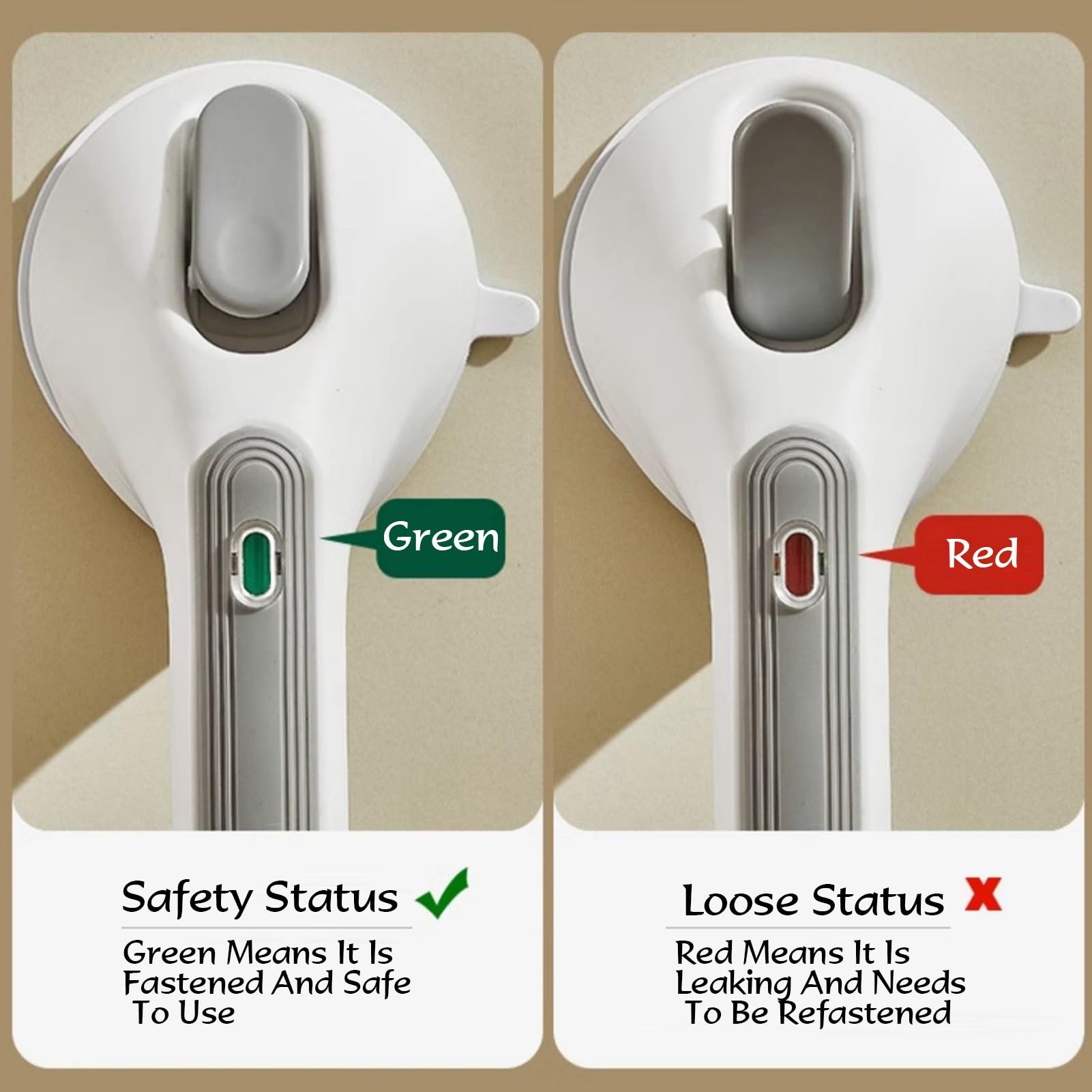 Barra De Agarre Con Ventosa Indicador Seguridad, For Bañera, Ducha, Baño, Extraíble Y Reutilizable(L-51CM)
