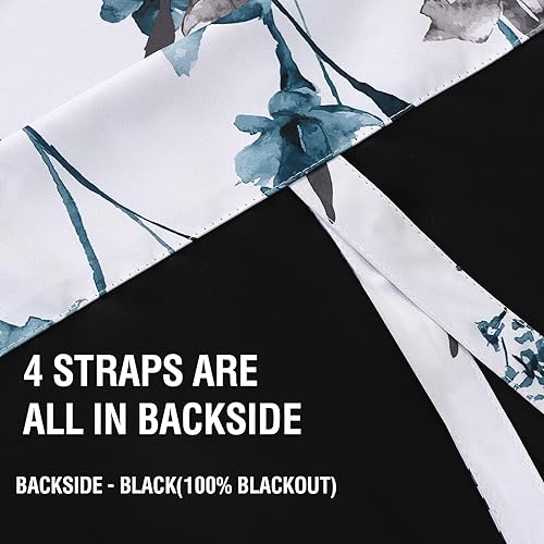 Miniatura 7 de H.VERSAILTEX Cattleya - Cortinas 100% opacas con estampado floral, bolsillo para cortinero, para ventanas pequeñas con forro negro, 42 pulgadas