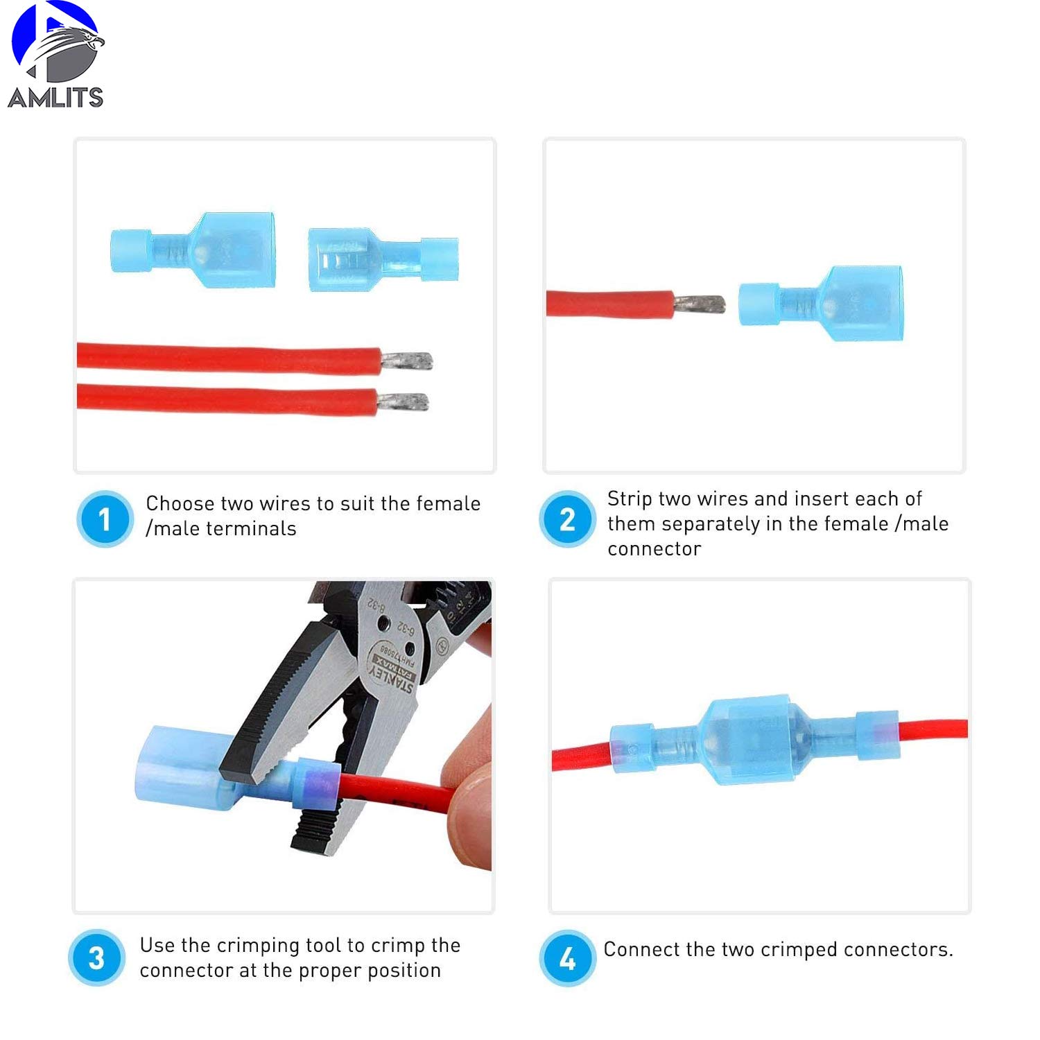 Buy Amlits 160 PCS Fully Insulated Male & Female Spade Nylon Quick
