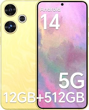 5G Unlocked Phones, H19 Android Smartphone, Android 14 Unlocked Cell Phone, 6.8" HD Screen, Snapdragon 888, 12GB+512GB, 48+108MP Camera, 5000mAh Battery, Dual SIM, GPS, WiFi