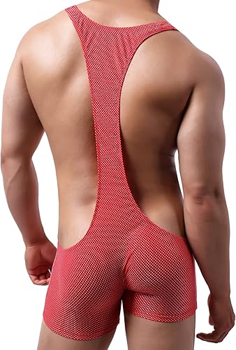 Miniatura 14 de QiaTi Boxers de lucha libre transpirable para hombre, overol de una pieza, leotardo básico para hombre B#Striped