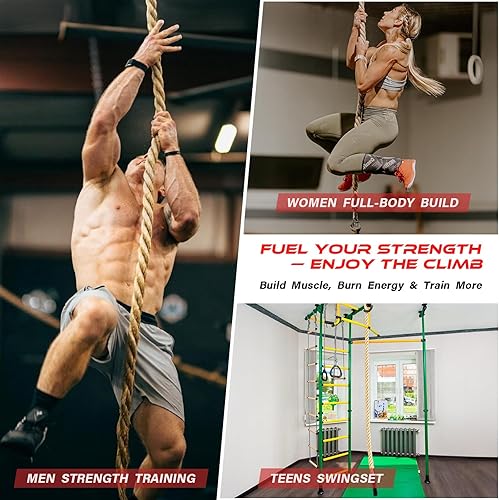 Miniatura 8 de Climbing Rope Gym Workout - 10FT 15FT 20FT 25FT 30FT 35FT Heavy Duty Jute Thick Ropes for Adults Strength Training Outdoor Tree Swing Indoor Home