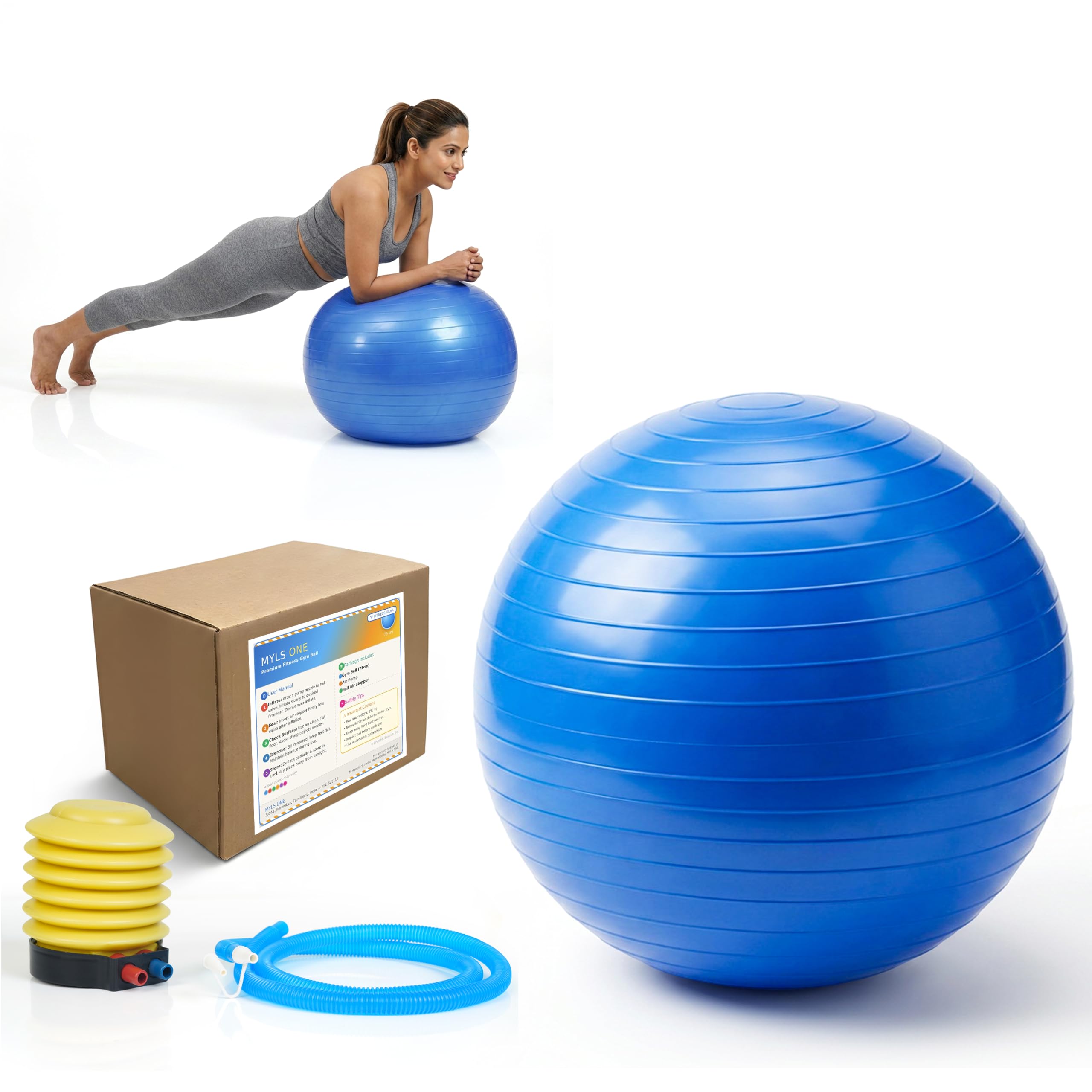 75 CM Anti Burst Gym Ball with Foot Pump for Exercise | Yoga | Workout | Balance Training | Pregnancy | Pilates & Core Strength Stability Ball for Men & Women-picture-21