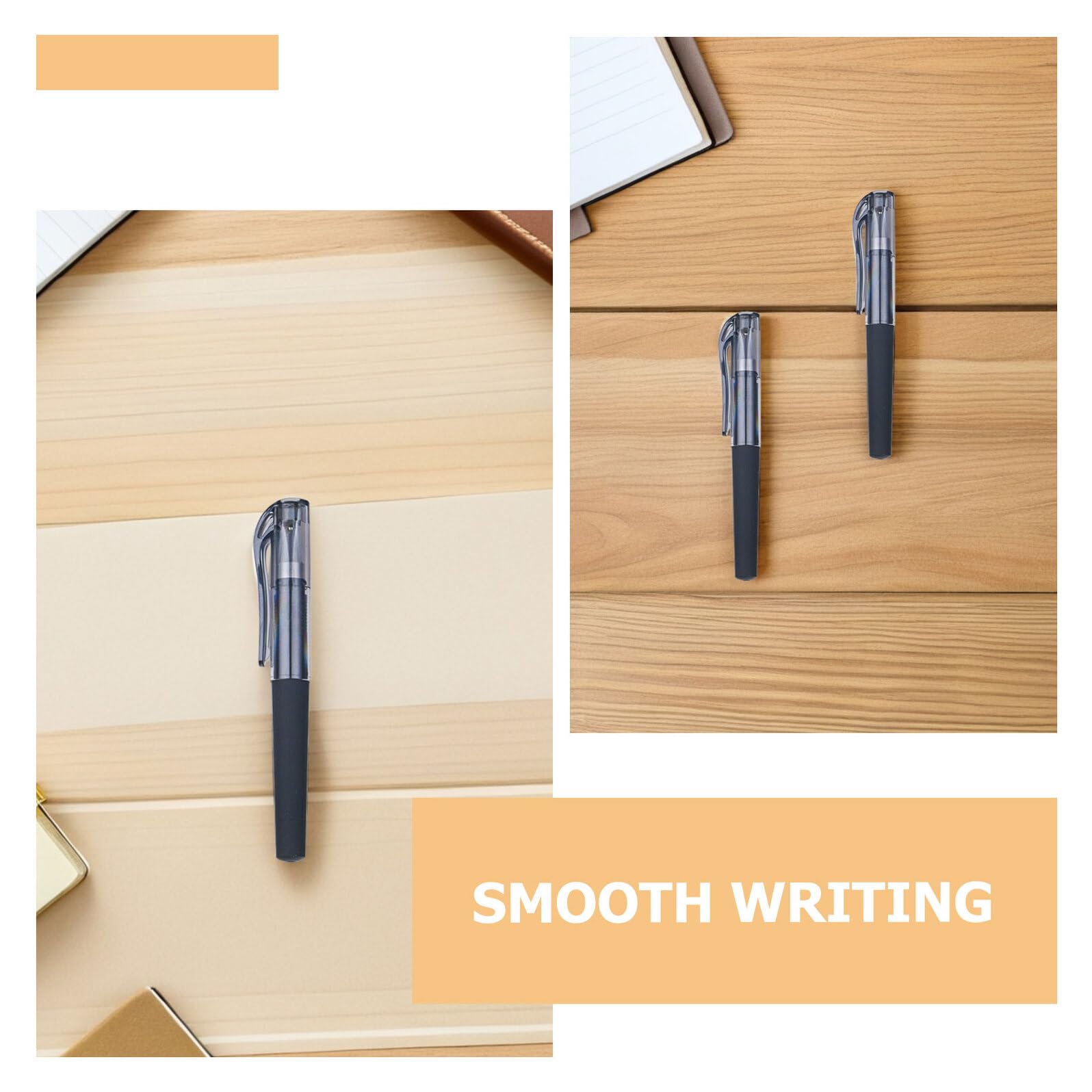 SECFOU Lot de 50 Stylos à Encre Gel Noire Stylo à Pointe Fine 0,5 Mm Format Court Capuchon Bureau et Voyage