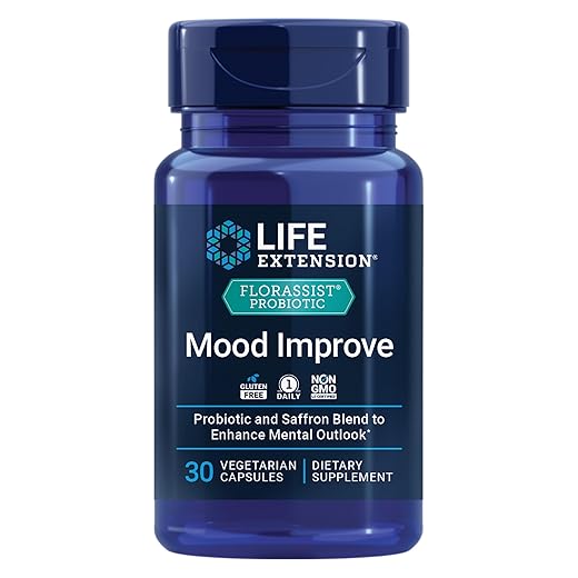 Life Extension FLORASSIST® Probiotic Mood Improve, probiotic and Saffron Blend enhances Mood and Mental Outlook, Non-GMO, Gluten-Free, 1 Daily, Vegetarian, 30 Capsules