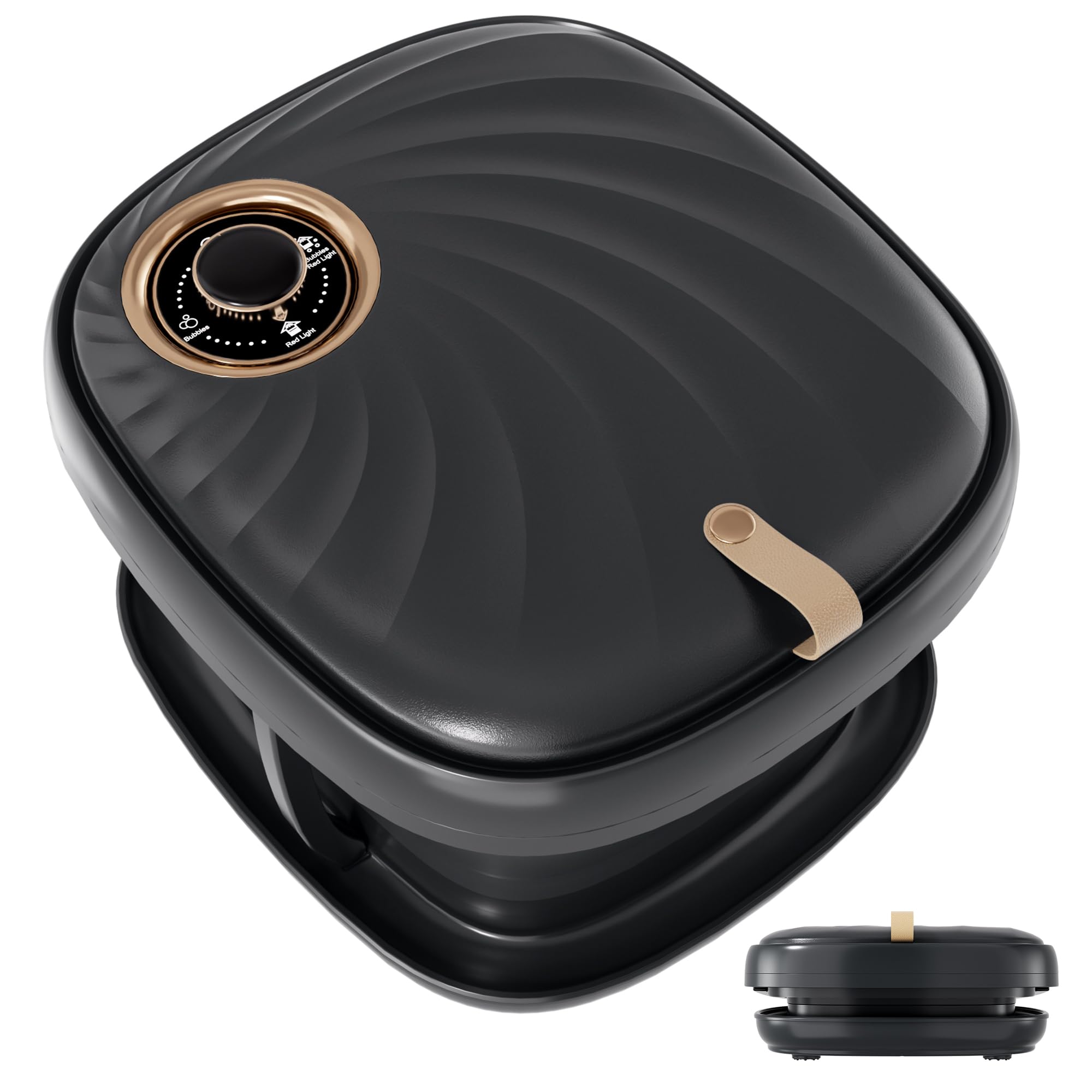 Deluxe Foot Bath Massage Spa with Temperature Control, Electric Heated Foot Soaking Tub for Professional Pedicure Foot Spa Massager with Bubbles, Remote Control and Shiatsu Rollers Black