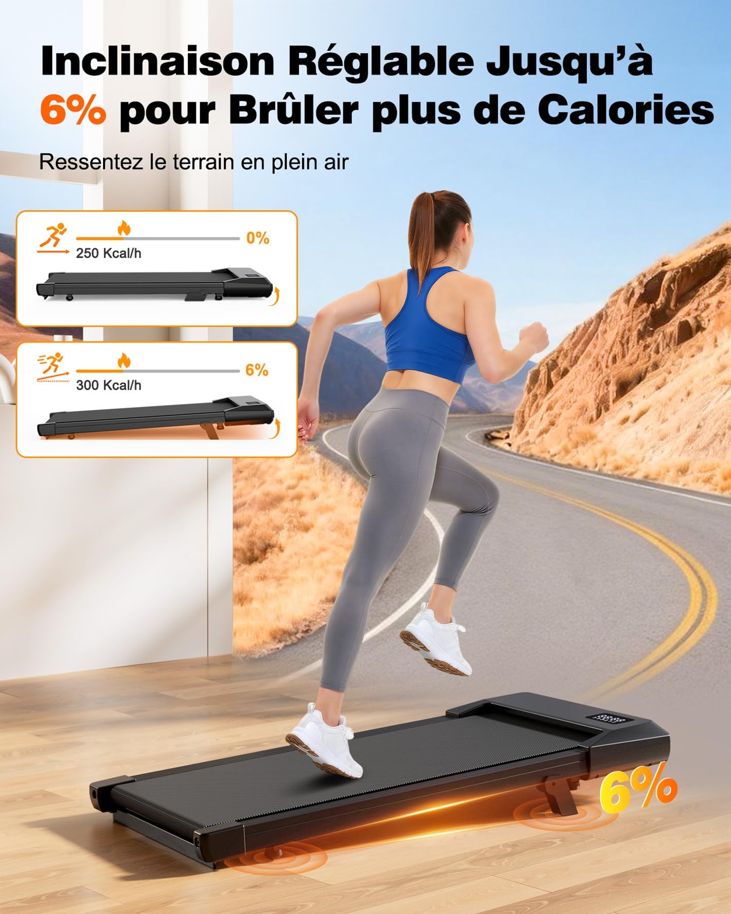 Superun Raceable Tapis de Course 136KG Capacité avec APP Contrôle Walking Pad
