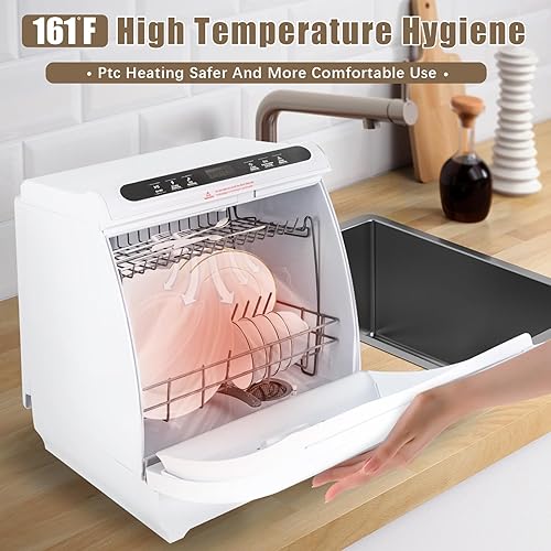 Miniatura 4 de Encimera portátil para lavavajillas con tanque de agua integrado de 7 L, 5 programas de lavado Lavavajillas de encimera sin necesidad de conexión,