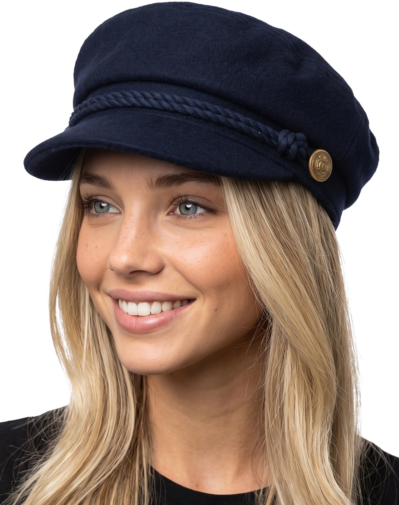 Funky Junque Greek Fisherman Newsboy Cap, Cotton Captains Bakerboy Hat