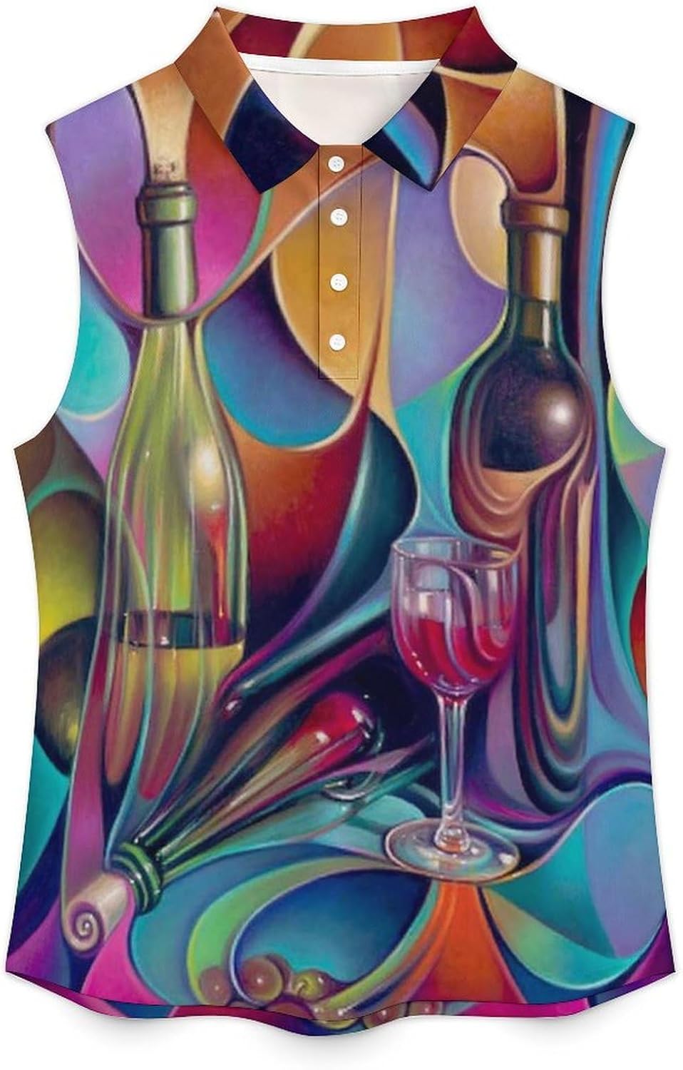 Wine Glasses Women's Golf Shirt Sleeveless Polo Shirts Tank Tops Blouses Tennis T-Shirts Casual