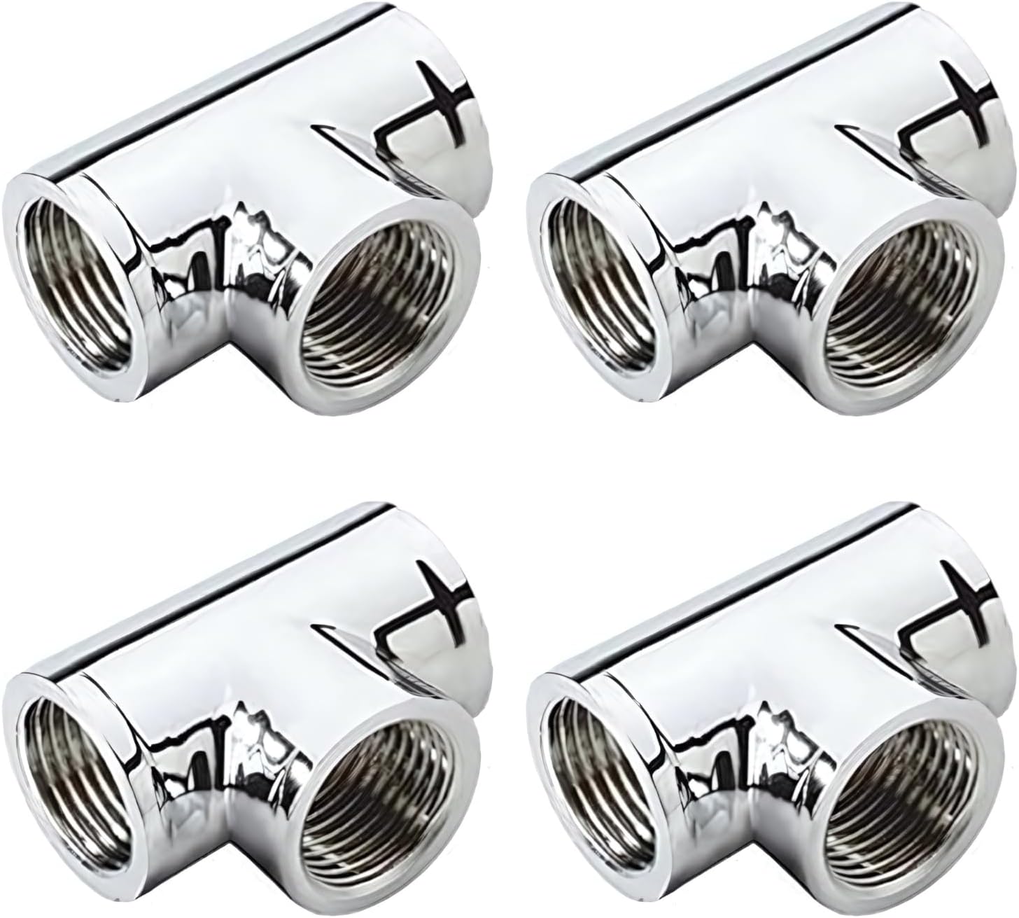 KI 1/2-Inch Brass Chrome Plated CP TEE with Internal Thread (Pack of 4) Tee for Pipe Fitting