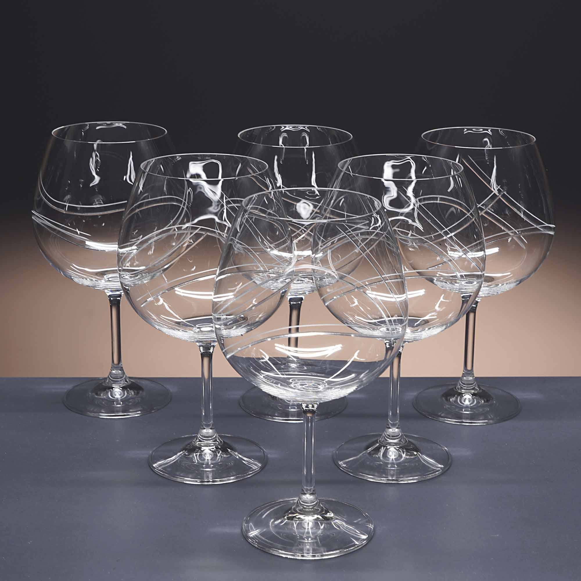 Gala&K | Set de 6 copas de cristal para gin tonic | Talladas a mano | Colección GIN 820.