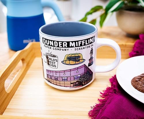 Miniatura 4 de Silver Buffalo The Office Icons - Taza de café de cerámica, taza grande para expreso, té, capacidad para 13 onzas