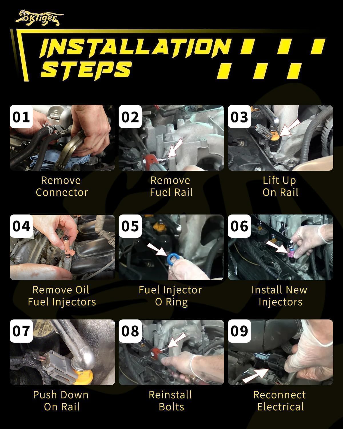 Oktiger 4.0L Gas 12 hole Upgraded Fuel Injectors for Jeep Grand Cherokee 1999 2000 2001 2002 2003 2004, Cherokee 1999 2000 2001, Wrangler 1999 2000 2001 2002 2003 2004, OE# 0280156161, FJ462, Set of 6