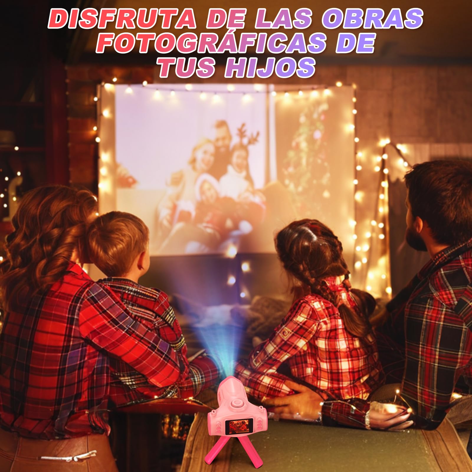 CHAKEYAKE Camara Fotos Infantil con Función de Proyección, 1080P Camara de Fotos para Niños con Trípode, Tarjeta SD 32G, Baterías 2500 mAh, Regalo para Niñas y Niños 3 4 5 6 7 8 9 10 11 12 Años-Rosa