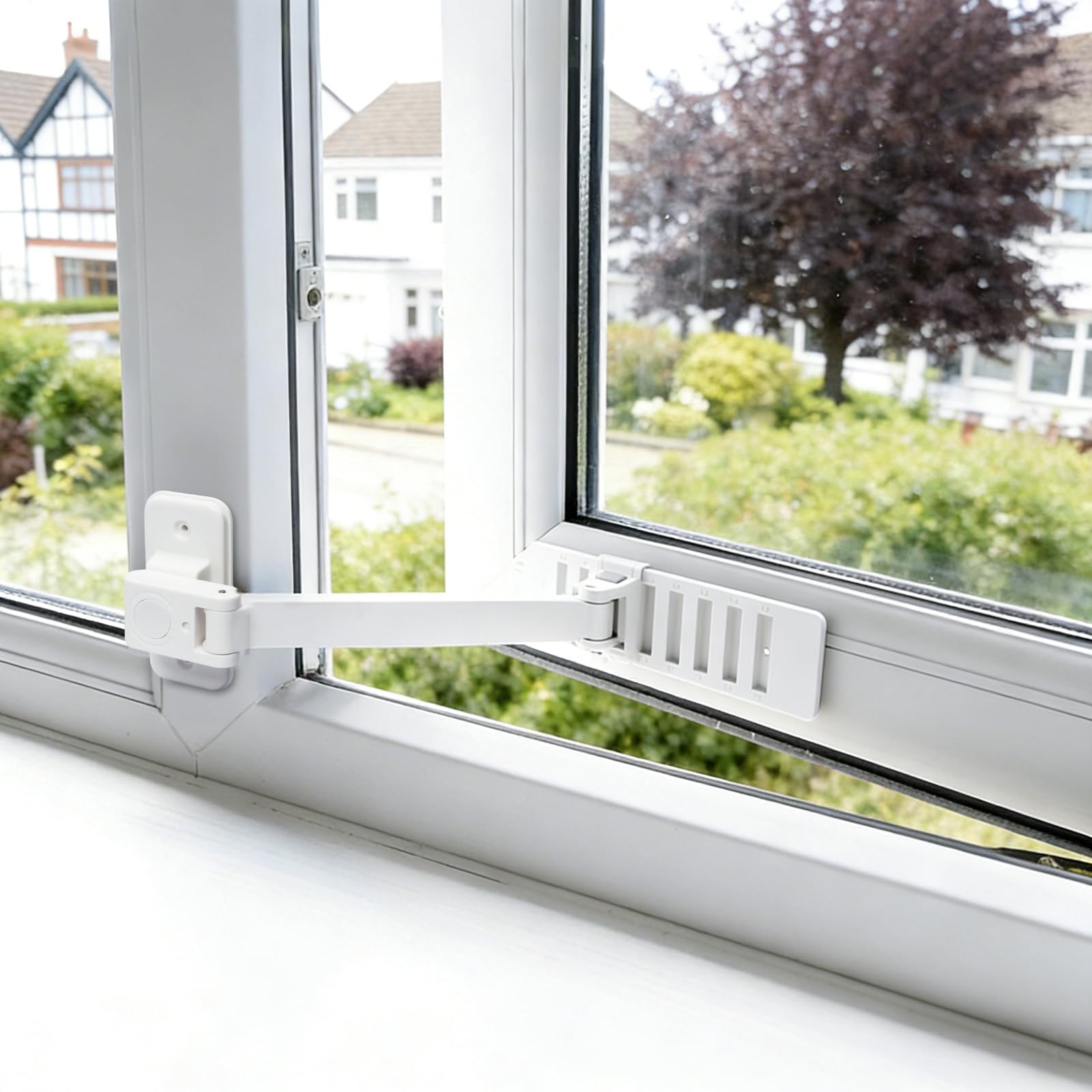 Newthinking Adjustable Window Restrictor, Childproof Safety Windows Locks with 8 Levels, No Drilling Self-Adhesive Window Restrictor for UPVC Aluminium Windows