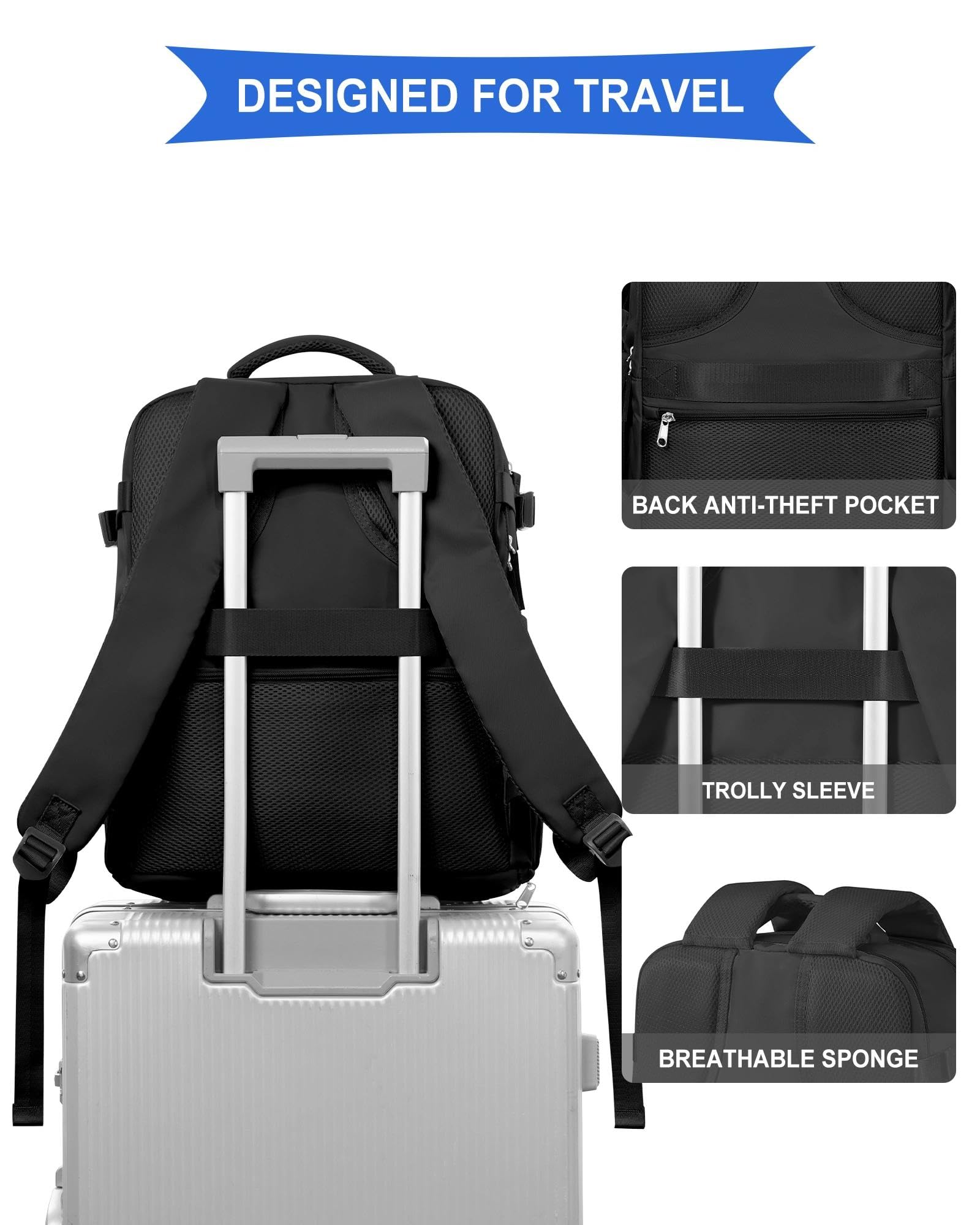 SZLX Torba Kabinowa Ryanair 40x20x25 na Bagaż Podręczny z Kieszenią na Laptopa 14 cali Plecak Podróżny dla Kobiet Plecak Podróżny Easyjet Bag Plecak Damski Miejski Wodoodporny Plecak Samolotowy