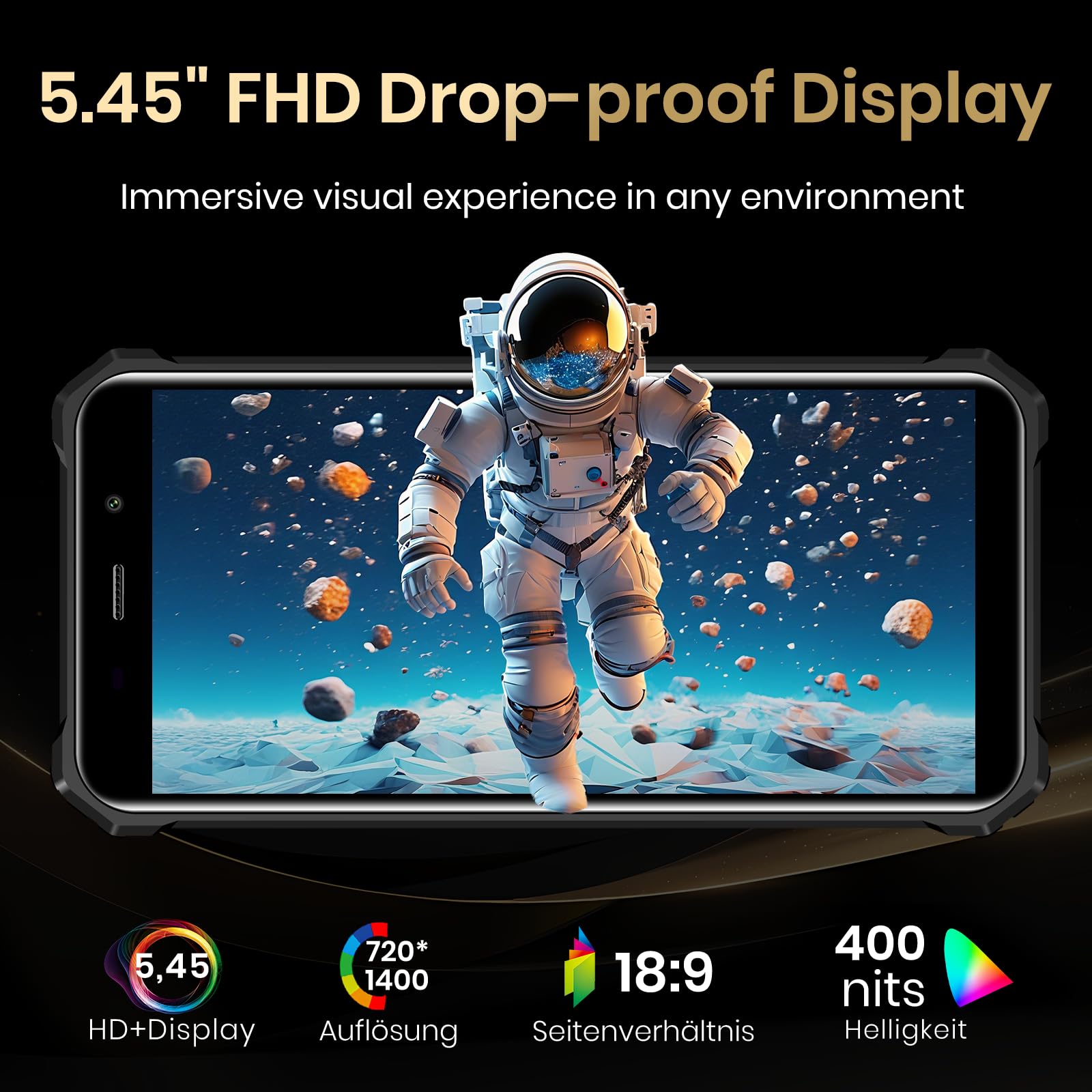 FOSSiBOT F101P 10600mAh Outdoor Smartphone ohne Vertrag,123-dB Lautsprecher Outdoor Handy, 7 GB+64 GB/TF 1TB, 5,45 Zoll Display, 24MP Dreifachkamera, 4G Dual-SIM, GPS/OTG