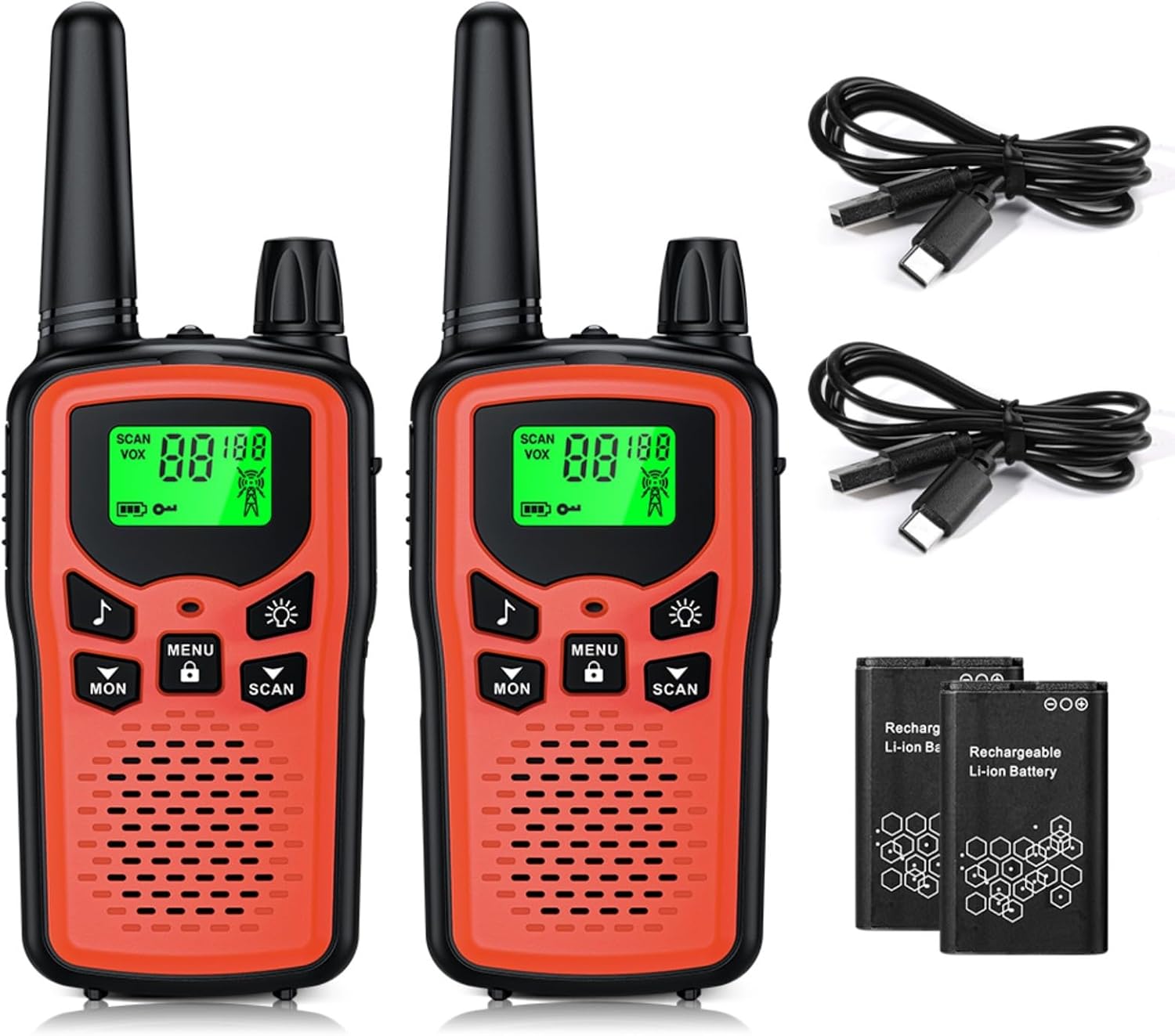 Rechargeable walkie talkies for Adult walkie talkies Long Range, 22 Channel FRS 2-Way Radios Walky Talky with LED Flashlight for Climbing, Camping Trip and Family Emergency Kit(2 Pack Blue).