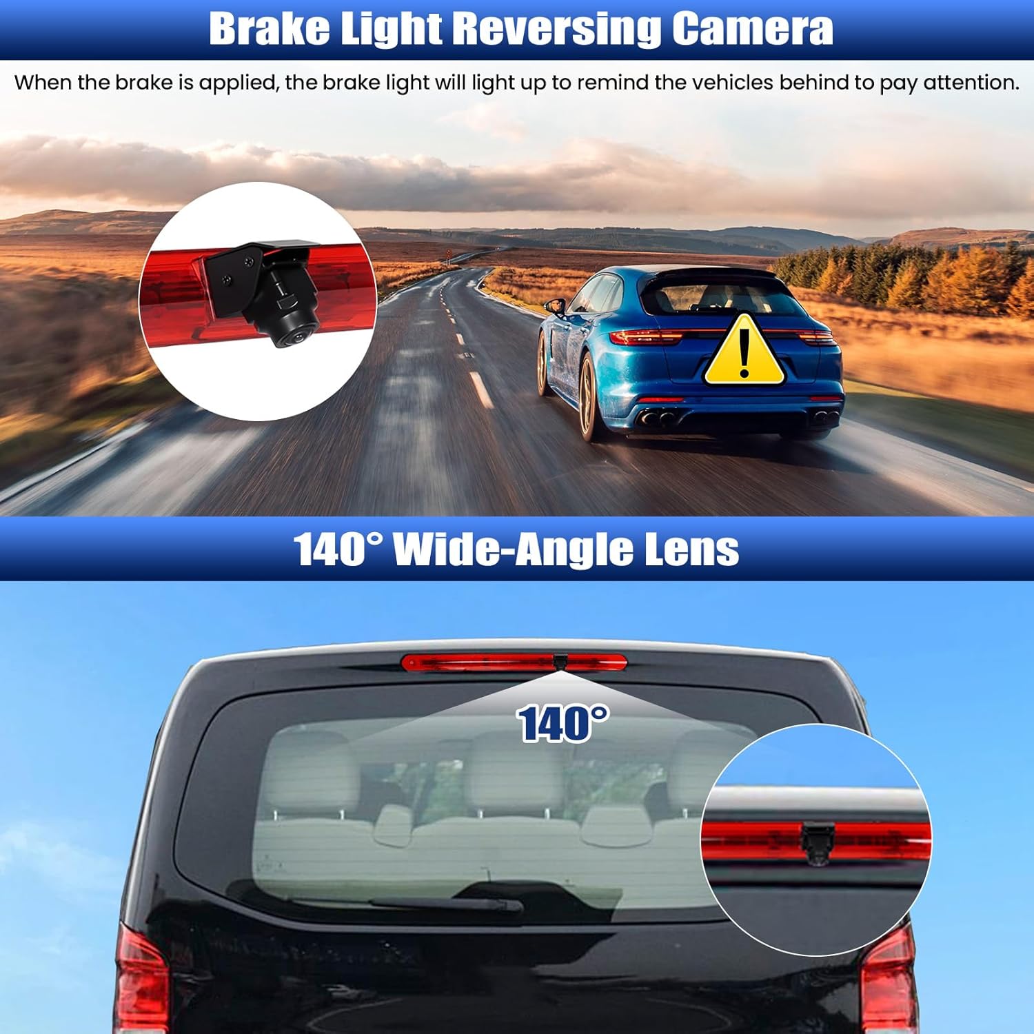 CAMECHO Brake Light Reversing Camera for Mercedes Benz Vito W447 2016-2024, Car Parking 1.0 Megapixel IR Night Vision with IP67 Waterproof 140° Wide Angle AHD 720P/CVBS PAL Rear View Reverse Camera