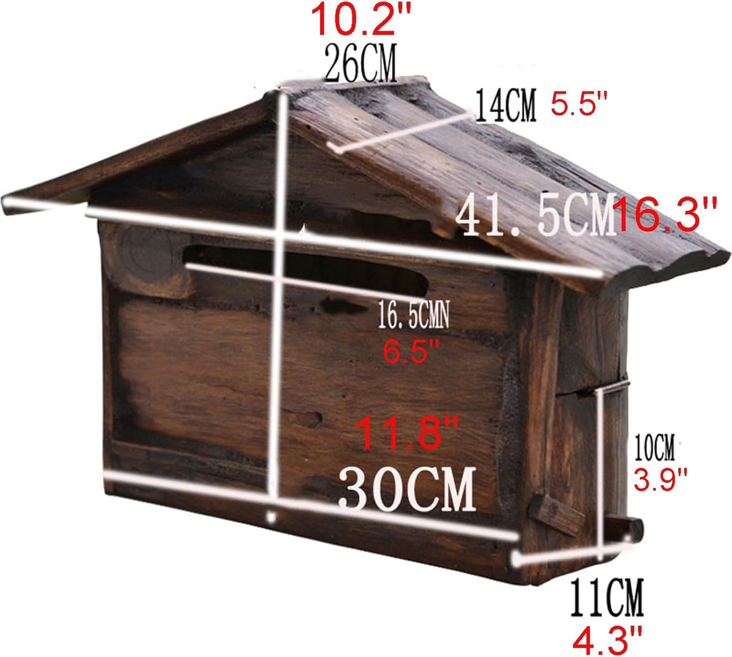 Handmade Wooden Mailbox with Wood Wax Oil Craftsmanship Send Opening with Rain Strip Mailboxes Wall Mounted Parcel Boxes with 2 Hooks