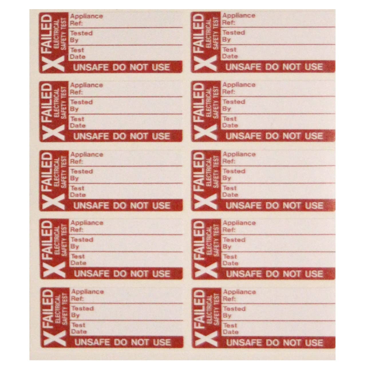 Warning Signs - Fail Test Labels SML - S/A Write ON Vinyl - Pack of 50 Labels, White, 35 X 15