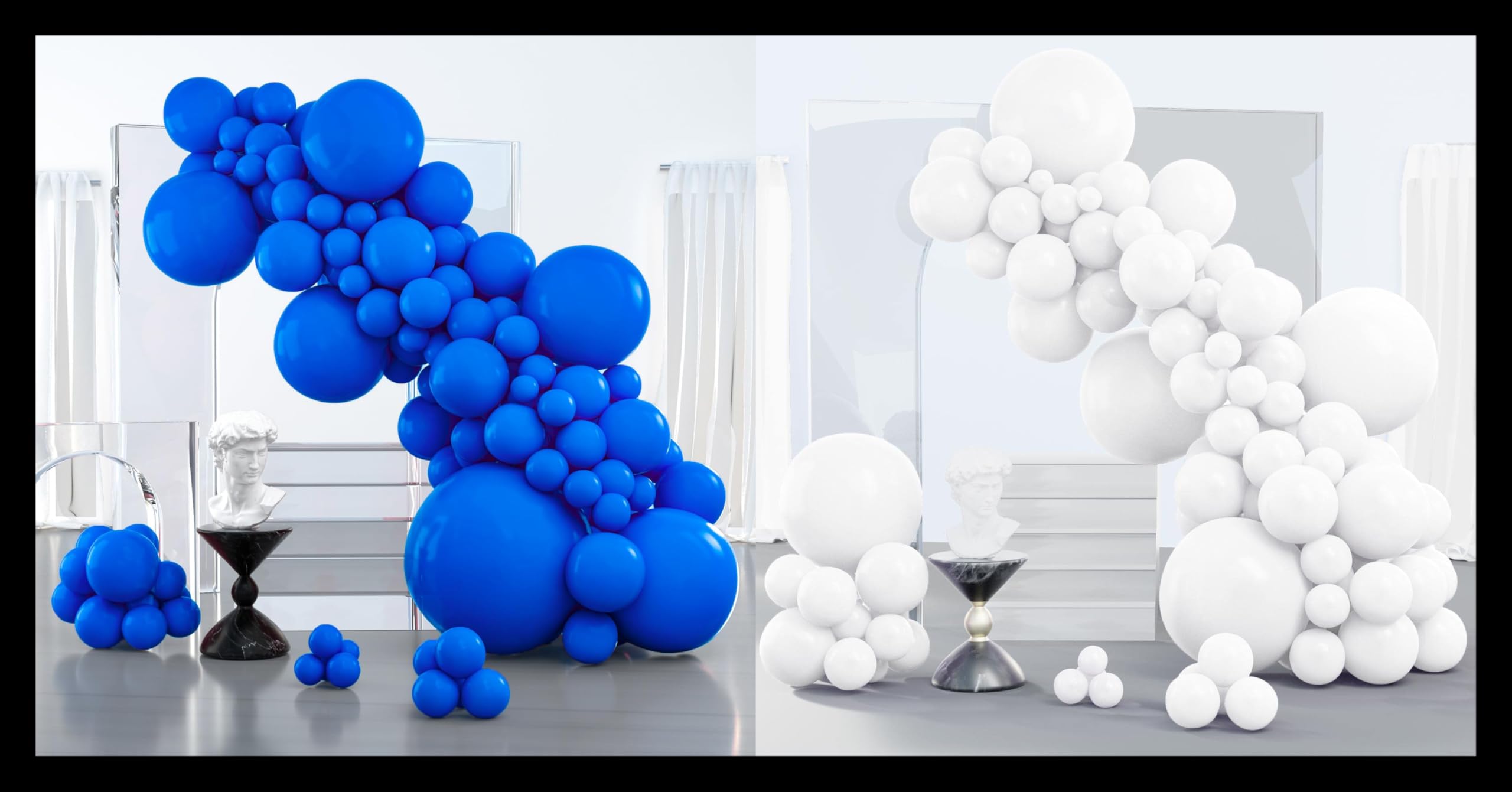 PartyWoo Royal Blue Balloons 127 pcs and PartyWoo White Balloons 140 pcs