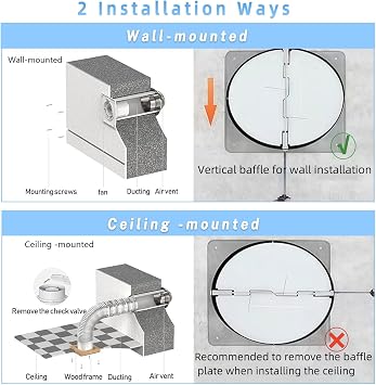 100mm Silent Bathroom Extractor Fan, 4” Square High Airflow Bathroom Toilet Kitchen Fan Wall Mounted Ventilation Fan Powerful Exhaust for Bathroom, Kitchen, Toilet