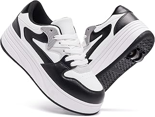 Kids Roller Skate Shoes for Girls Boys Fashion Sneaker 2 in 1 Roller Shoes Outdoor Skate Shoes
