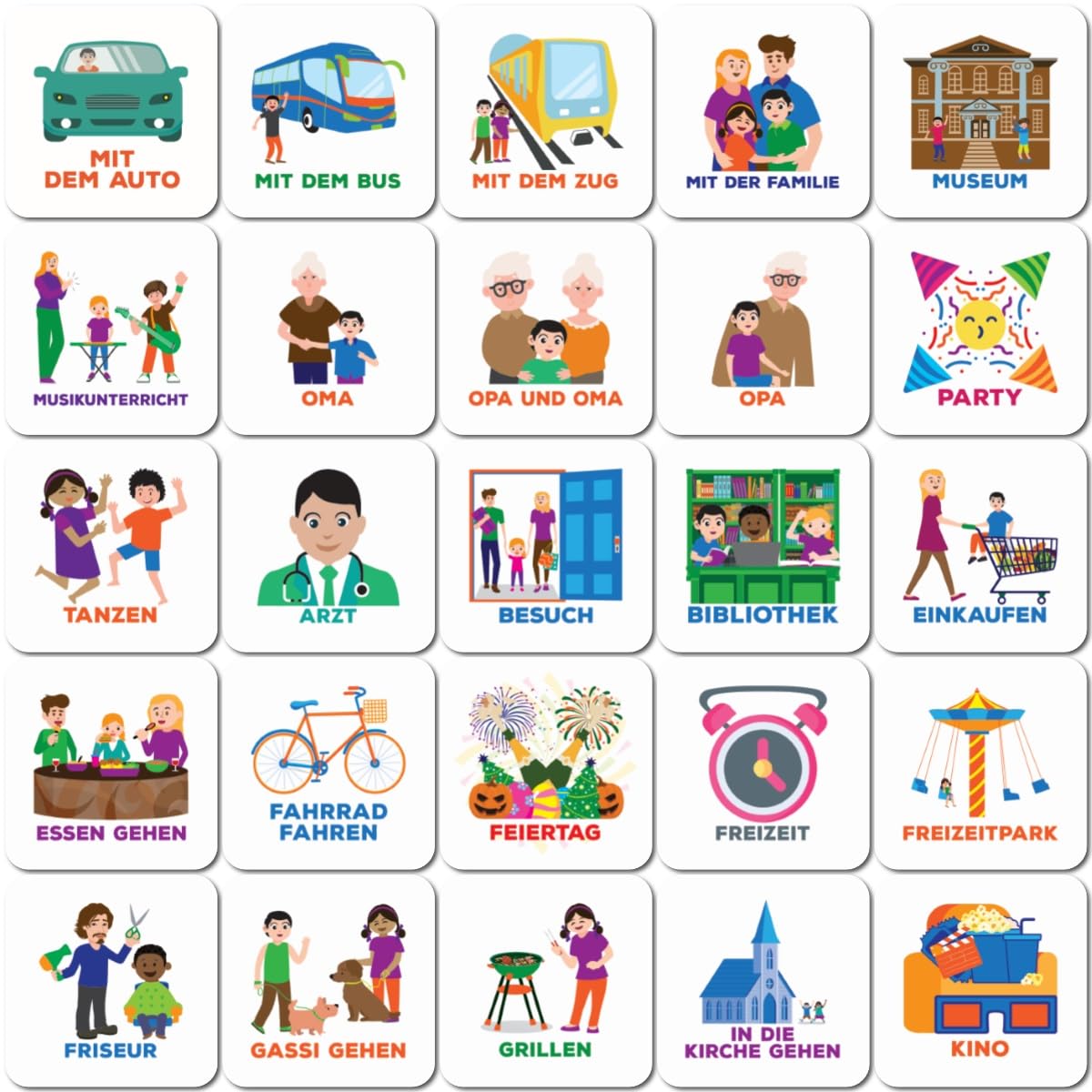 Smarfer, Magnetic Pictograms for Weekly Planner, Pack of 50, German, for Children, Outdoor Activities, Daily Schedule