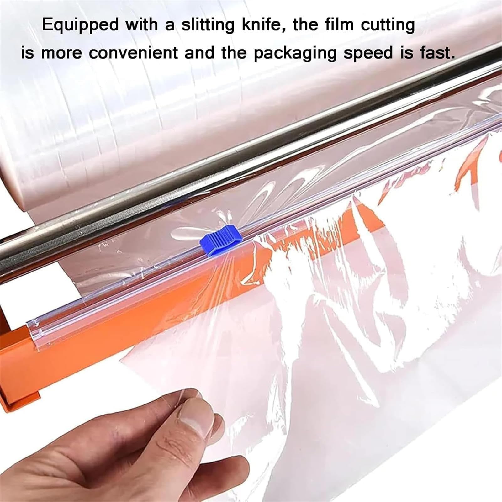 Distributeur de film étirable – Machine d'emballage en métal durable avec couteau coulissant pour film de 50 cm, parfait pour un emballage sécurisé dans les supermarchés et les usines