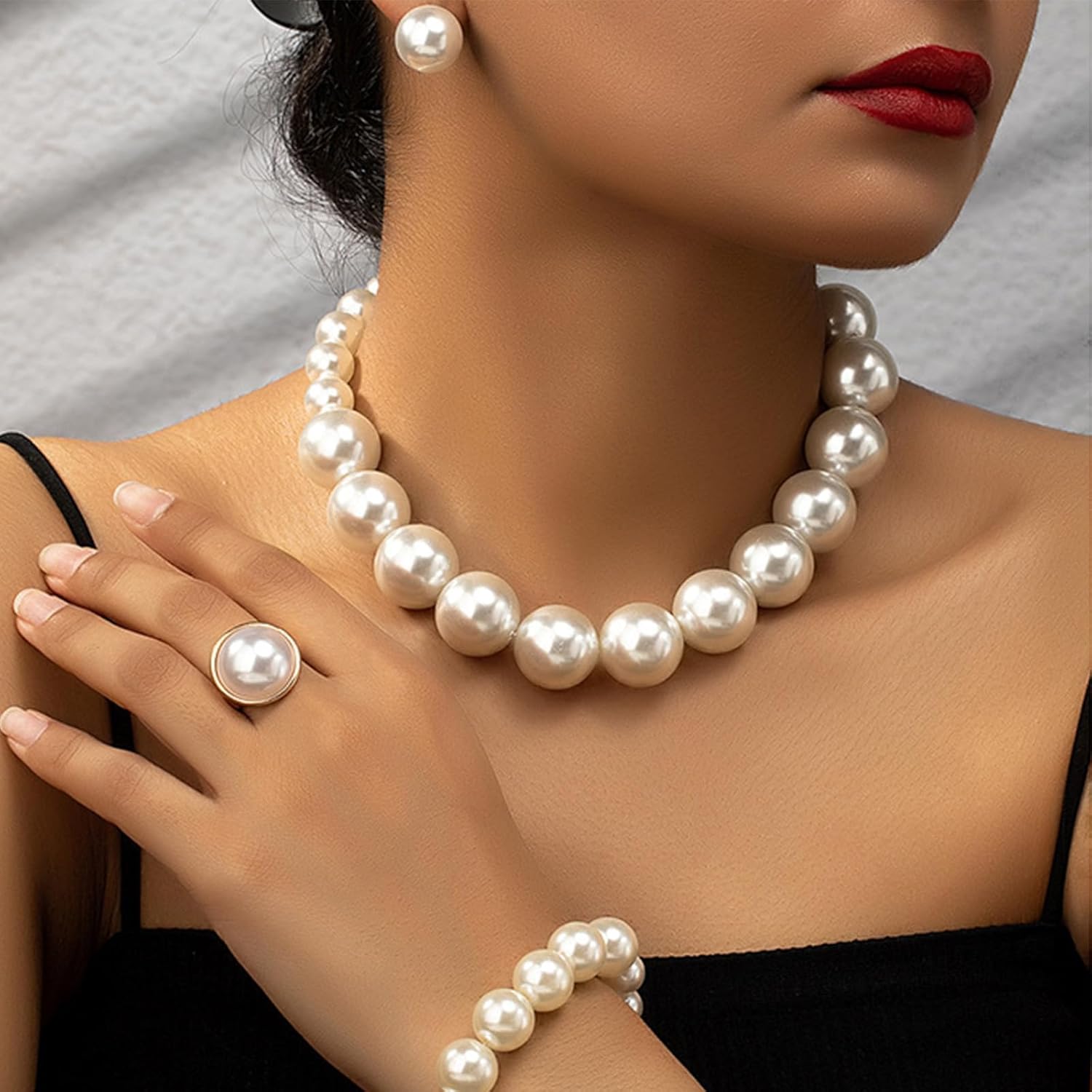 Pearl Jewelry Set for Women Pearl Necklace and Earring Set Bridal Jewelry Set for Wedding Elegant Pearl Jewelry - Image 2