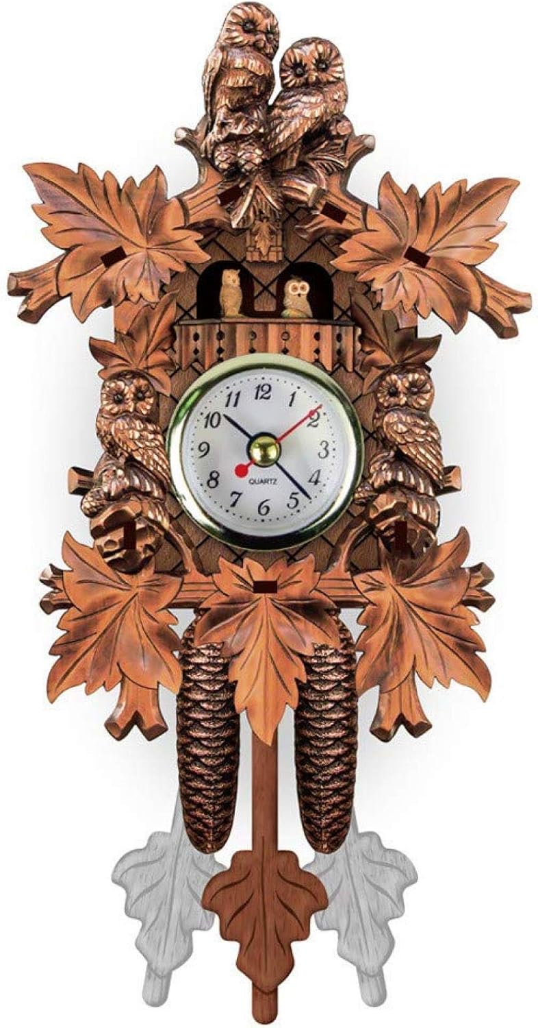 Wooden Cuckoo Clock, Quartz Clock, Traditional Chalet Black Forest House Clock Handcrafted Wooden Wall Pendulum Multi Scenario Application (M) (P)