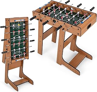 HOMASIS Futbolín plegable, juego de futbolín, incluye 2 pelotas y 18 futbolines, 6 barras de juego y contador de puntos, futbolín para adultos y niños, mesa de futbolín para fiestas y bares