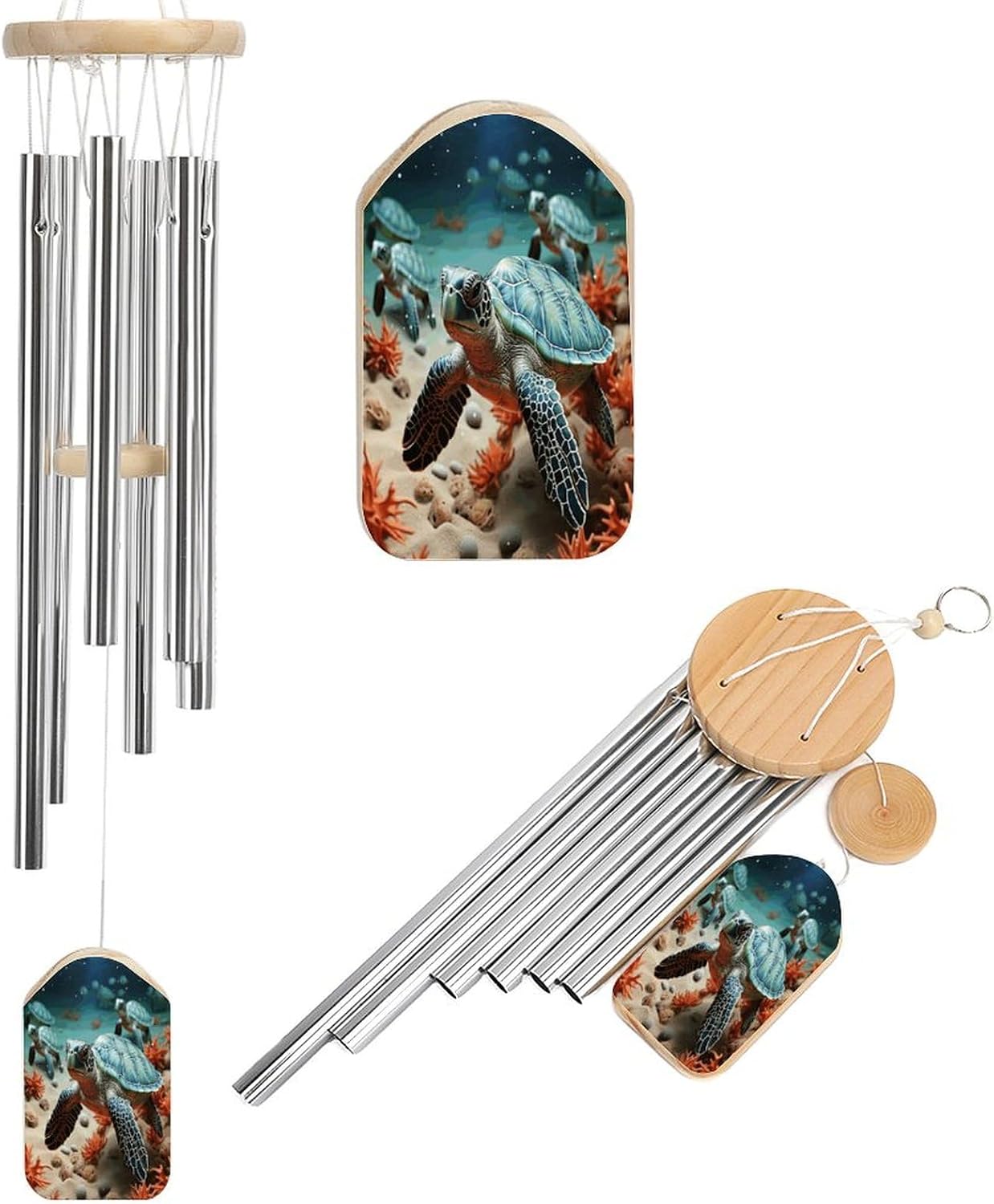 Outdoor Wind Chimes, Turtle Starfish Printed Wind Chimes,Simple Wind Chimes,Curtain Wind Chimes for Home Decoration