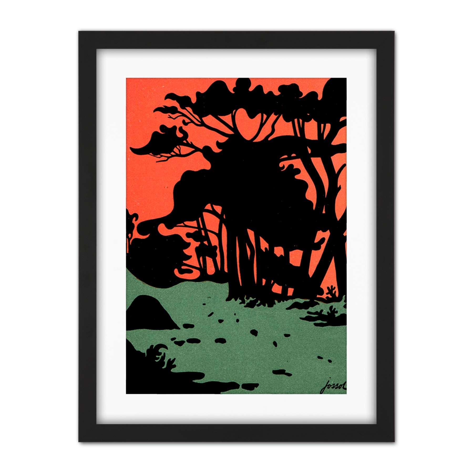 Wee Blue Coo Magazine Cover Jugend Abstract Silhouette Artwork Framed Wall Art Print 18X24 Inch