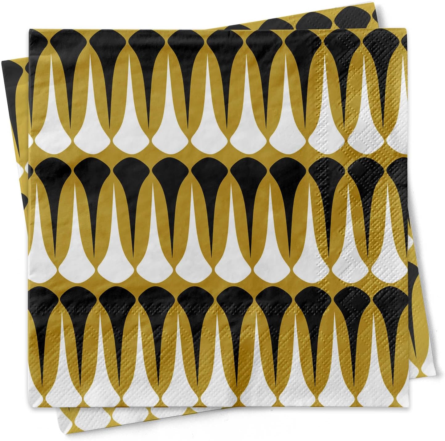 Black and Gold Mid Century Modern Cocktail Napkins, Summer Wedding Retro Barware, Vintage Paper Beverage Napkins, Set of 20 in Clear Box for Host or Housewarming by MODLOUNGE paper company